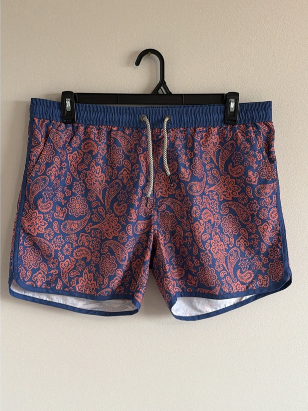 Maamgic Men's Blue Paisley Swim Trunks - Elastic Waist with Drawstring